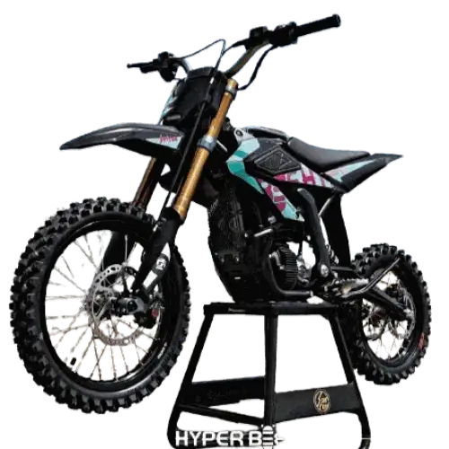 5000W Surron Hyperbee electric dirt bike with off-road tires and advanced suspension system
