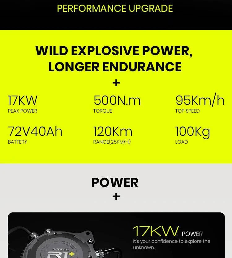 Rerode R1+ 72V 17KW Electric Dirt Bike for Off-Road Adventures