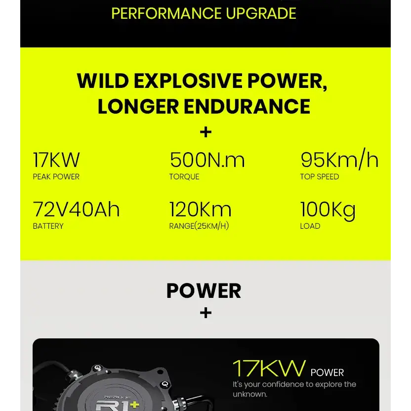 Rerode R1+ 72V 17KW Electric Dirt Bike for Off-Road Adventures