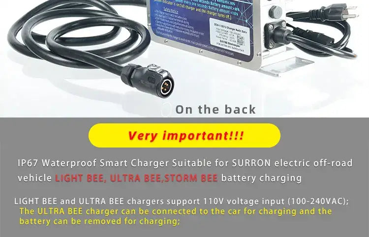surron Ultra bee 85V IP67 Waterproof Smart Accessories US 100~240V Special Charger For Light bee 105V and 119V Storm