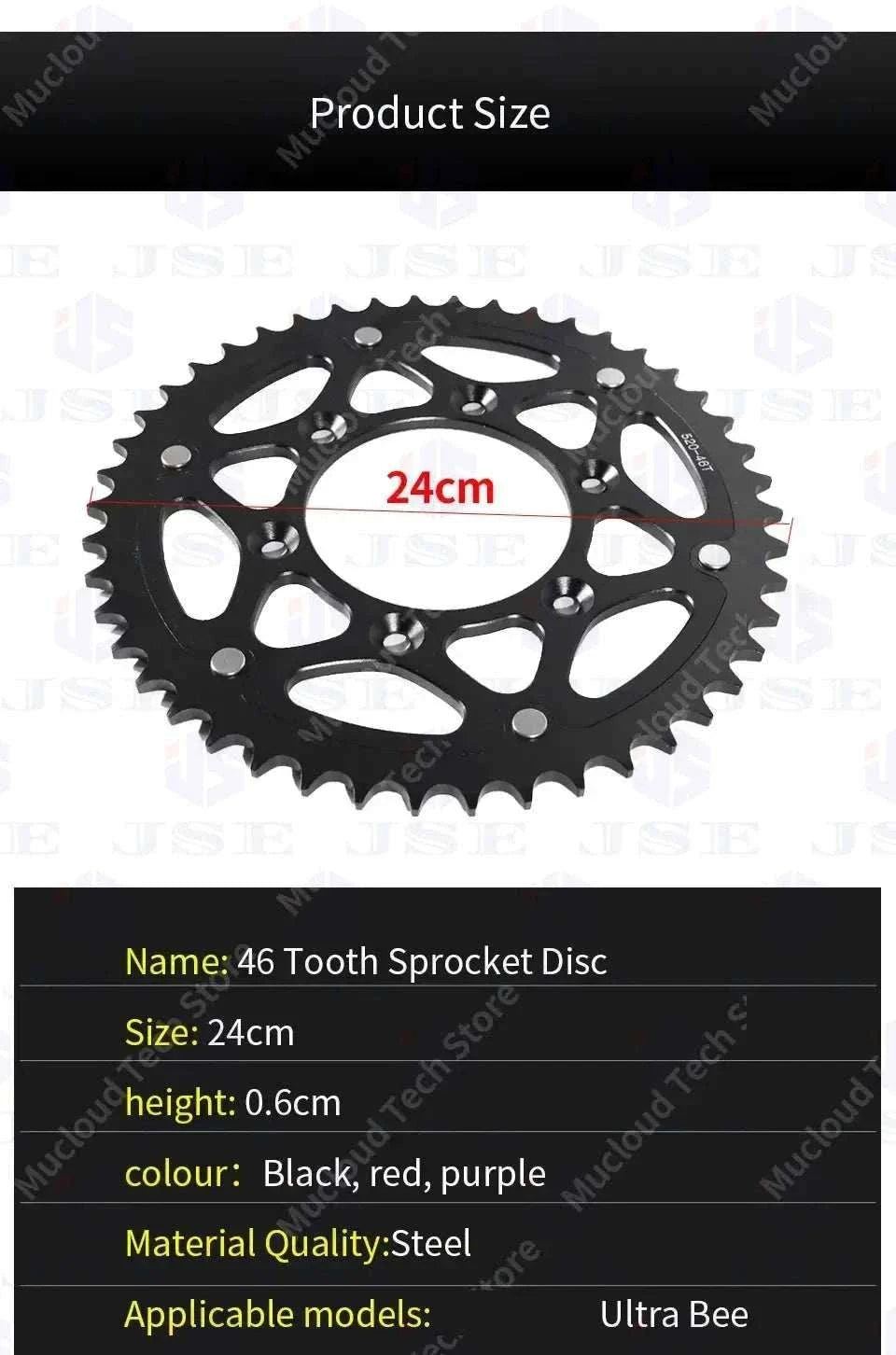 For Ultra Bee Steel-clad Aluminum  46 Tooth Sprocket Disc  Plate E-bik